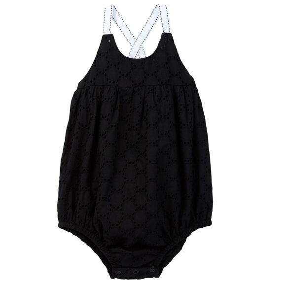 Amy Coe Baby Girl’s Black Eyelet Bodysuit Romper - Picture 1 of 10